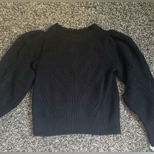 By Anthropologie Black Puff Sleeve Sweater